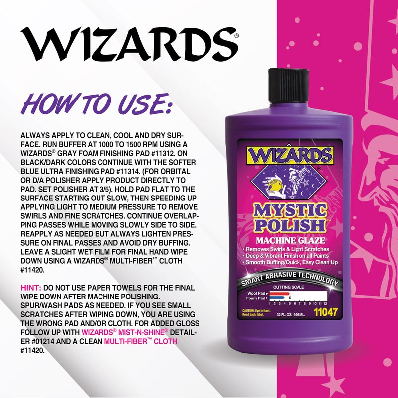 Wizards Mystic Polish Machine Glaze - Cutting Compound and Polish with Smart Abrasive Technology - Professional Car Scratch Remover - Water-Based Polishing Compound for Car Detailing Kit - 32 oz - Image 3